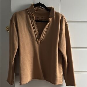 Frank & Eileen Patrick Triple Fleece Tan V-Neck Sweater